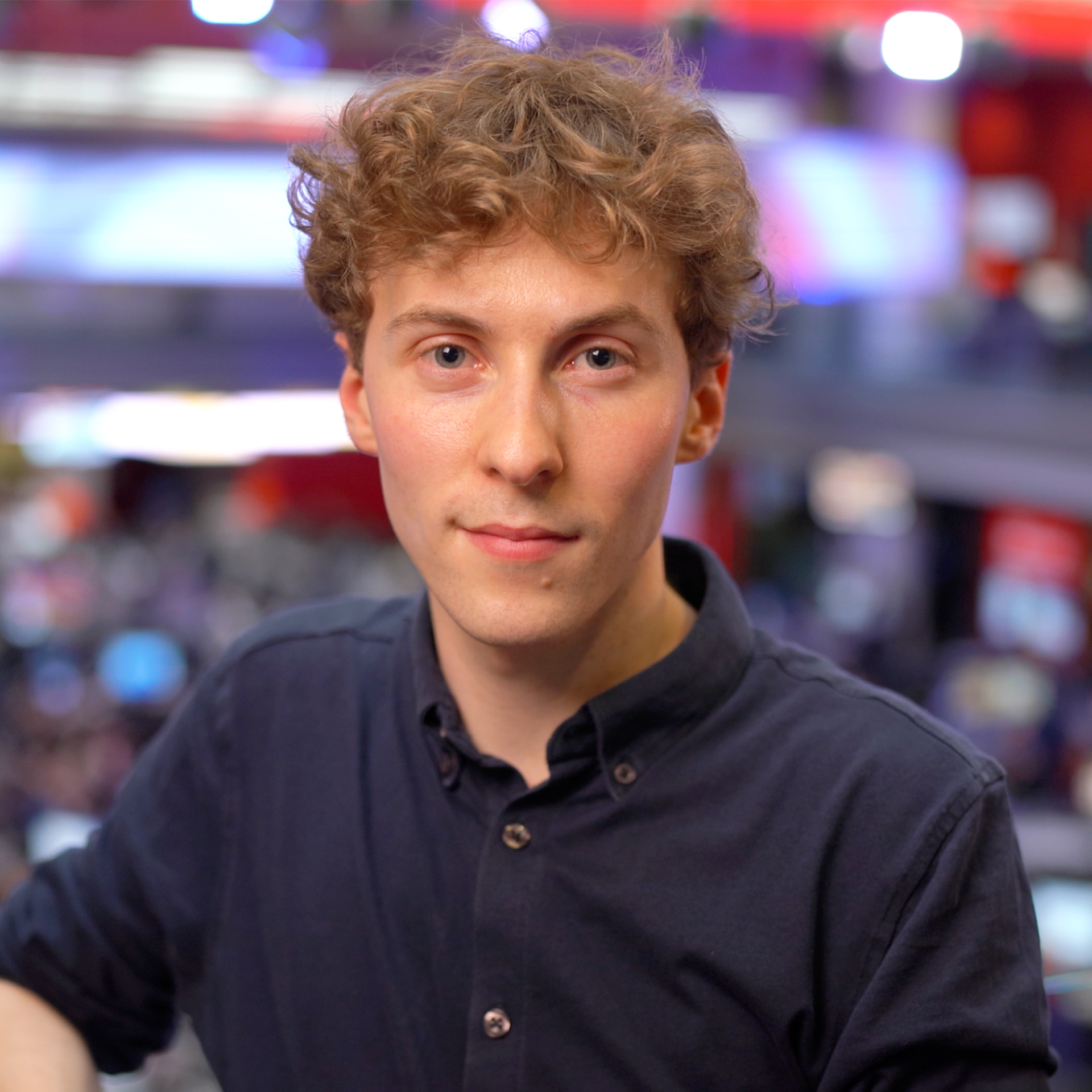 Jamie Moreland Jamie Moreland, the BBC Newsroom behind him